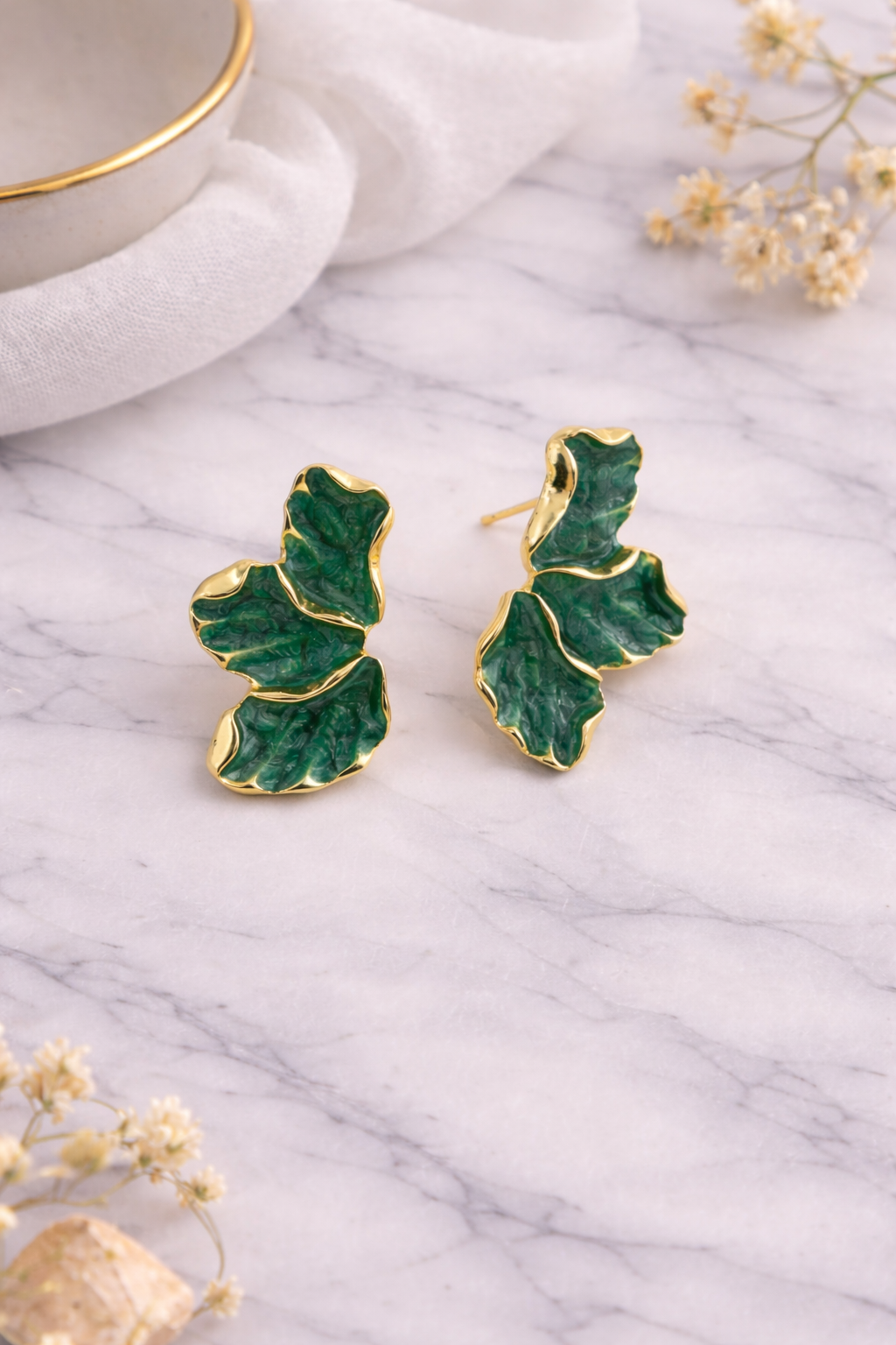 Modern Chic Gold Plated Flower pettels Earring