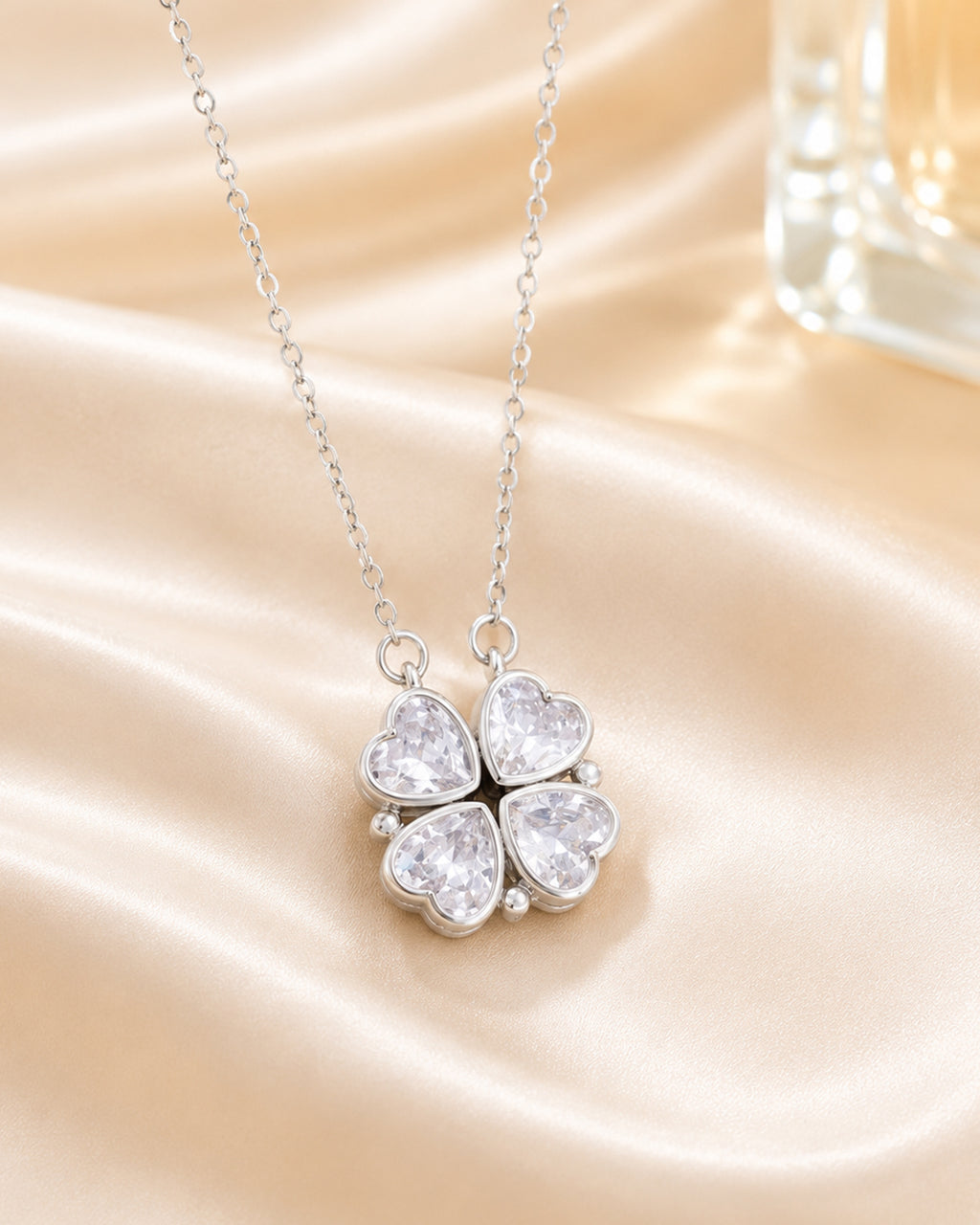 Convertible Silver Plated Lucky Clover Necklace