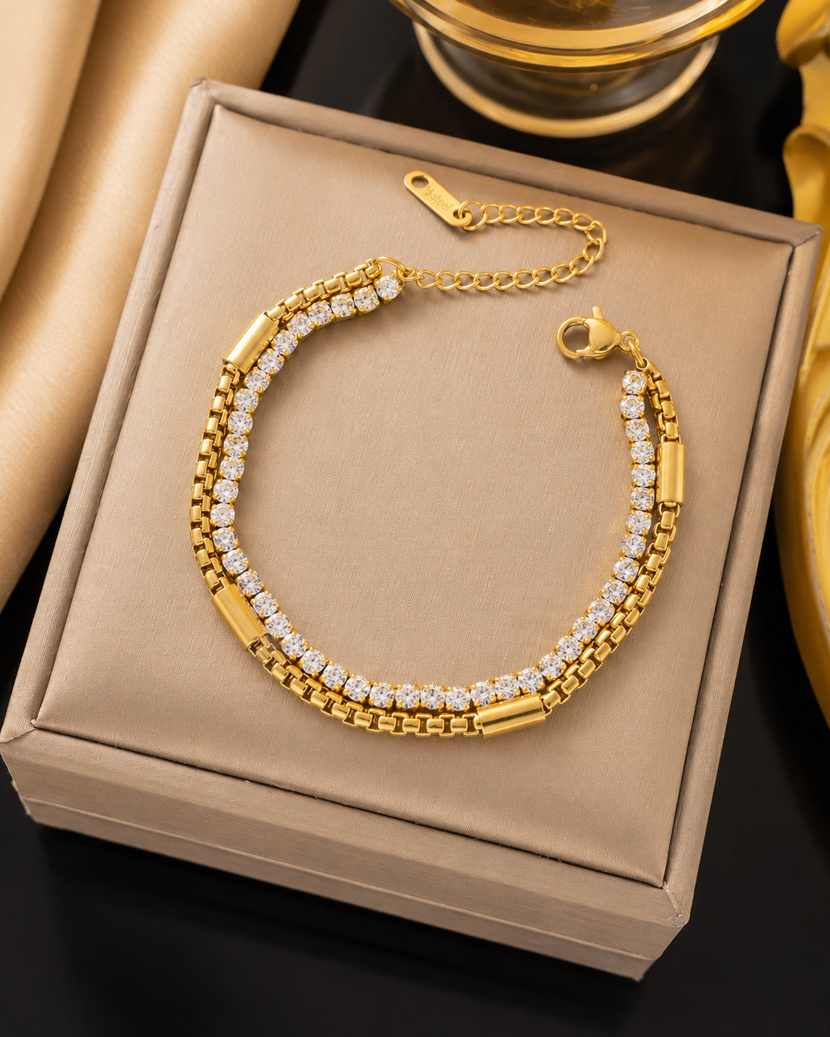 Gold Plated Crystal Tennis Bracelet