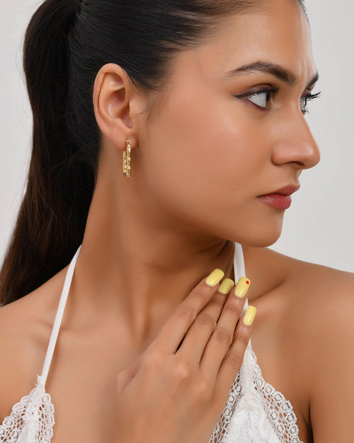 Bamboo-Inspired Square Hoop Earrings