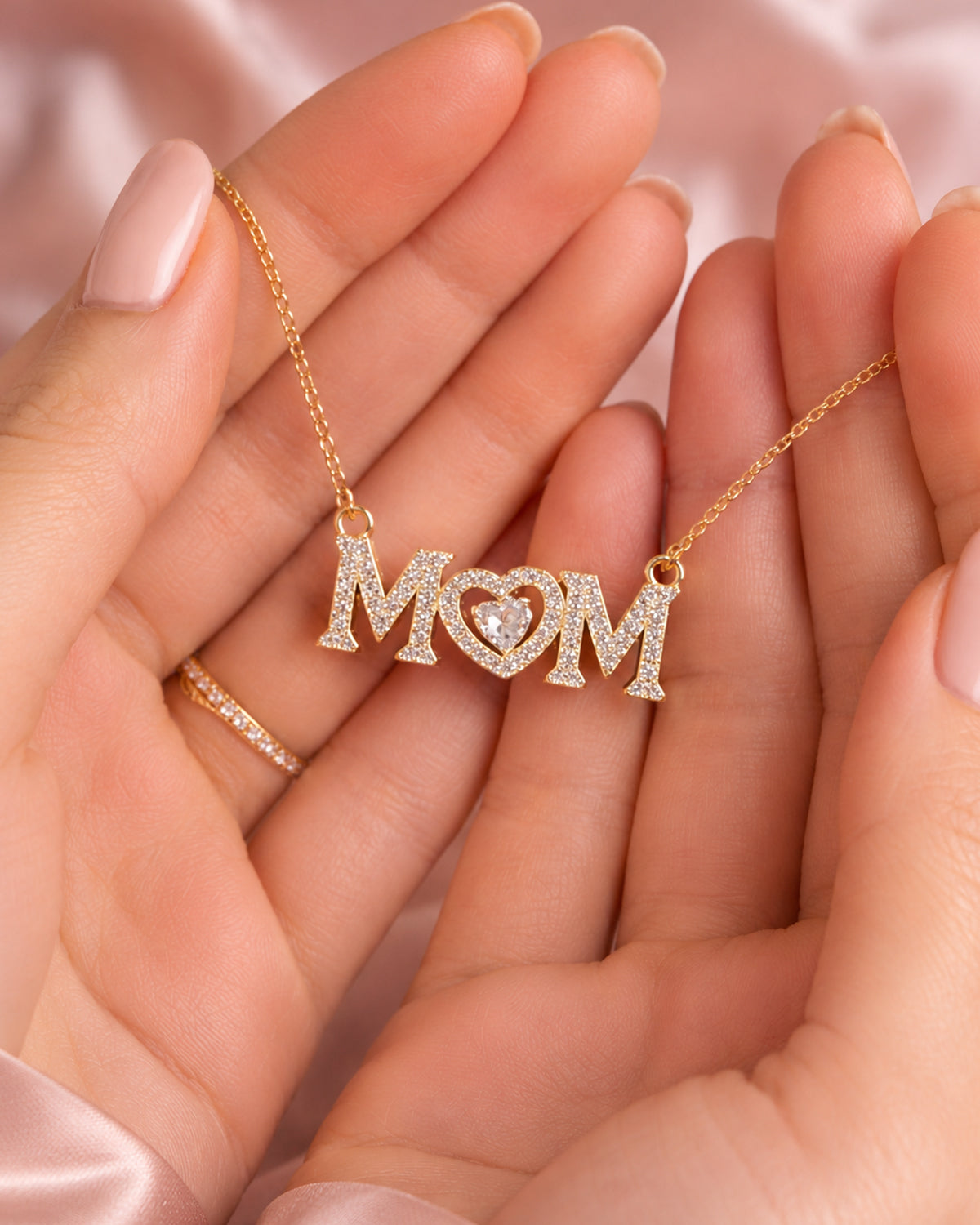 Crystal MOM Pendant Necklace
