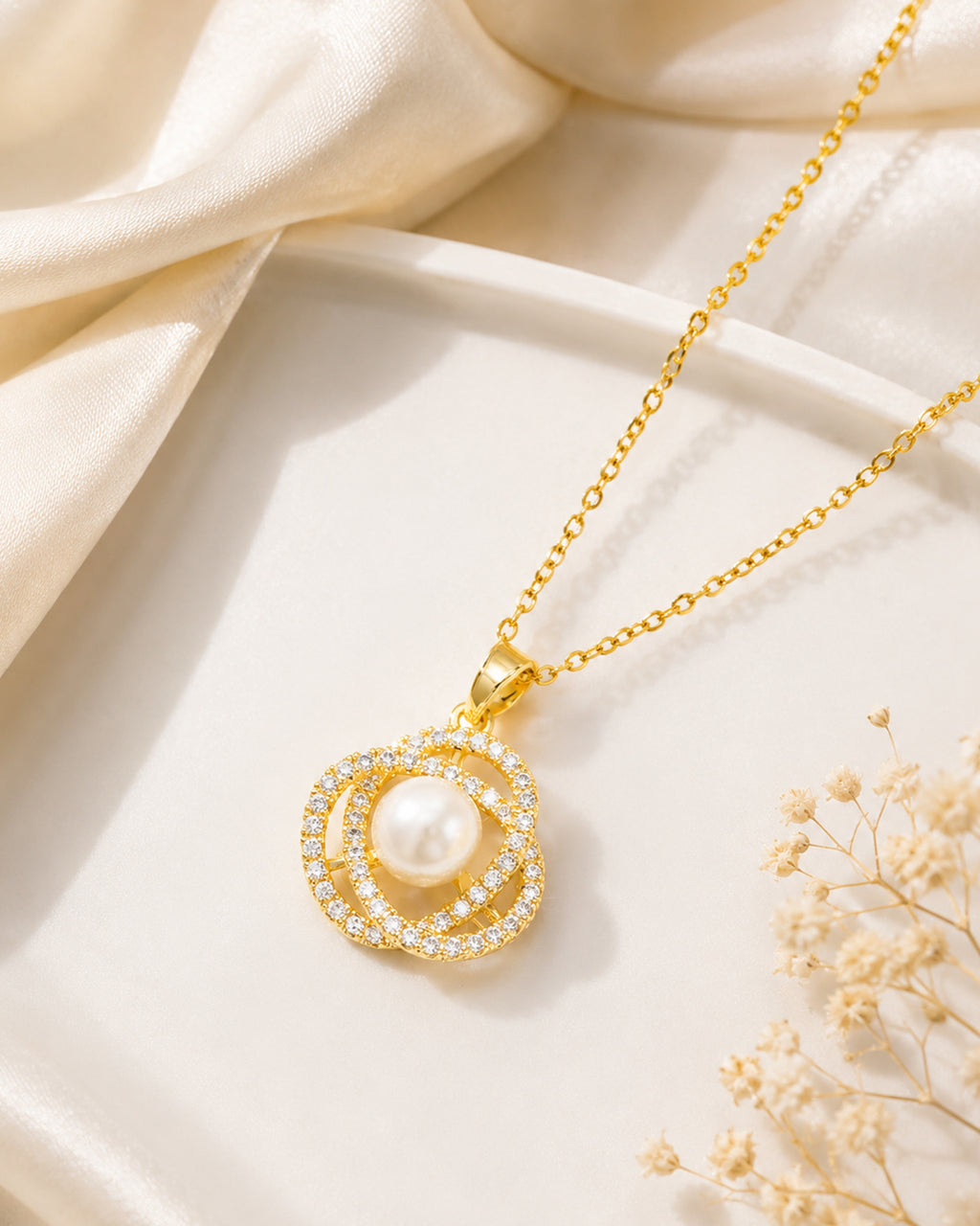 Elegant Pearl Swirl Pendant Necklace