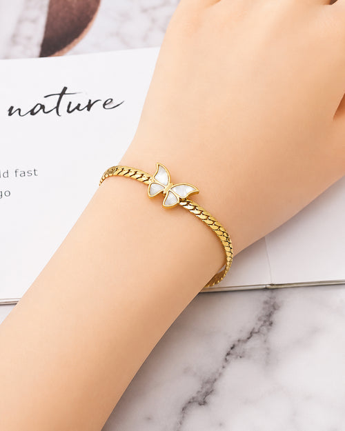 Butterfly Gold Plated Open Cuff Bracelet