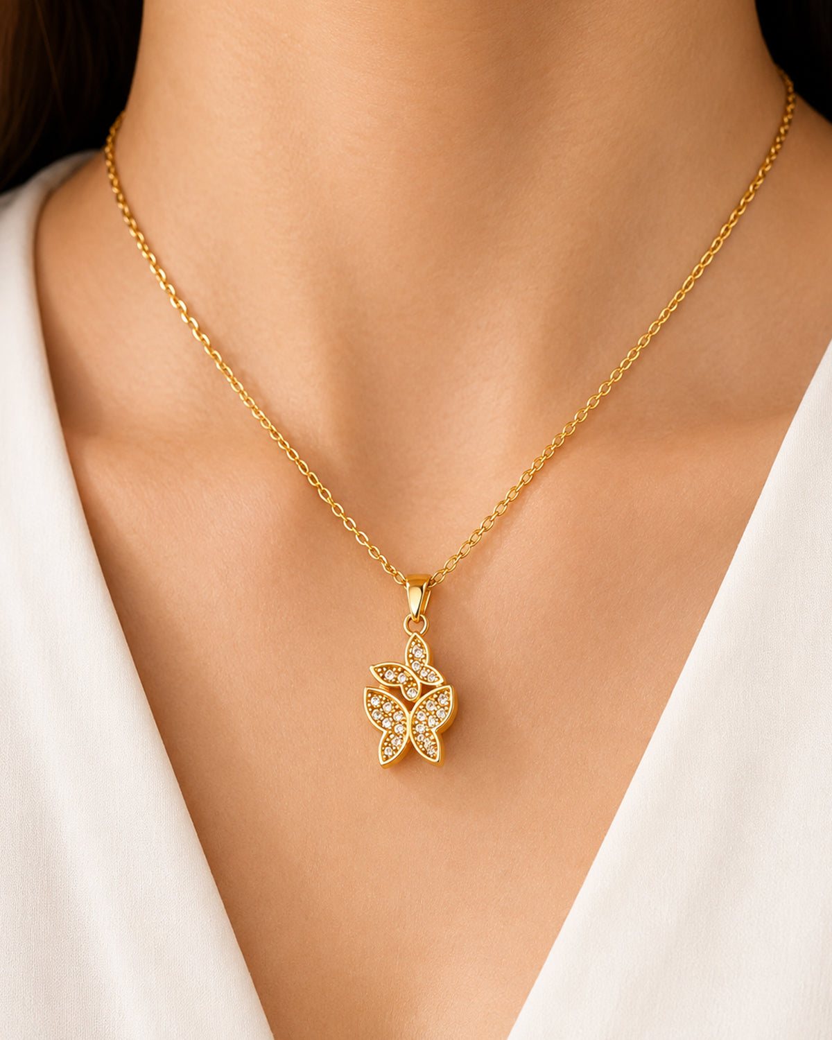 Sparkling Butterfly Charm Necklace