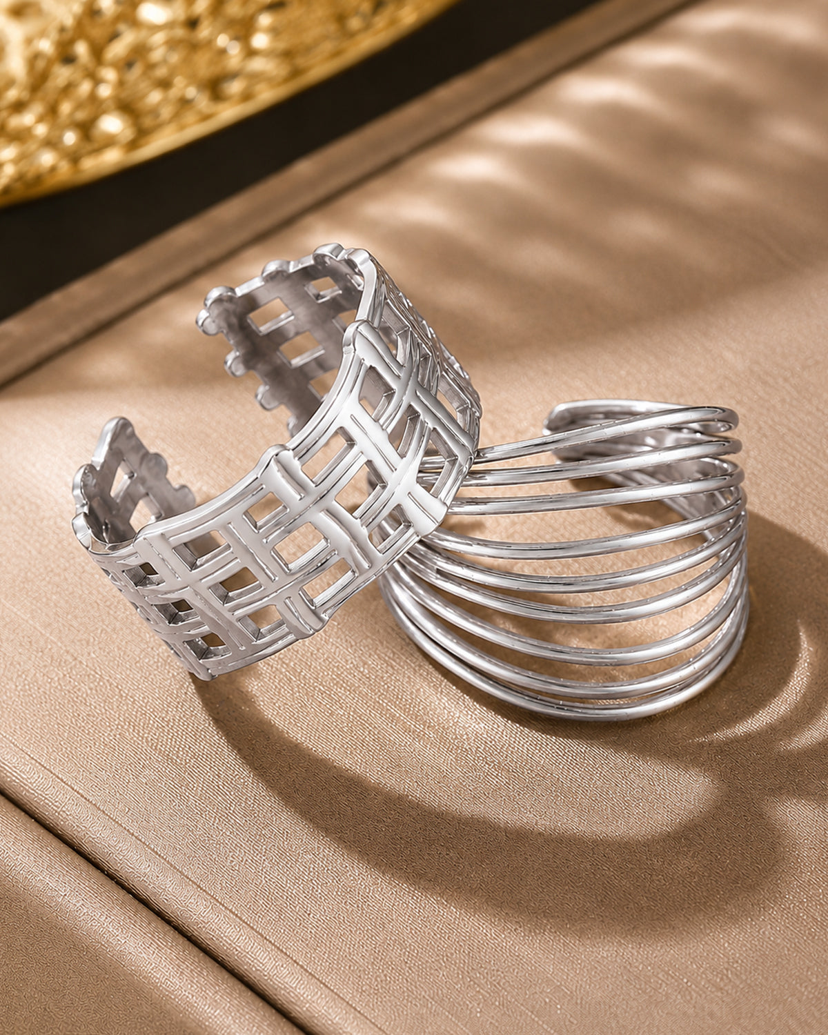 Dual Statement Ring Set – Silver Tone