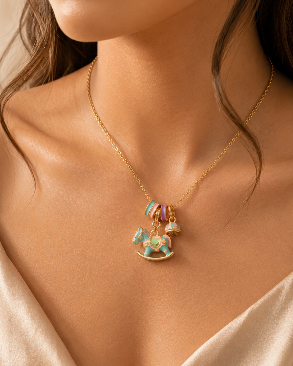 Carousel Horse Charm Pendant Necklace