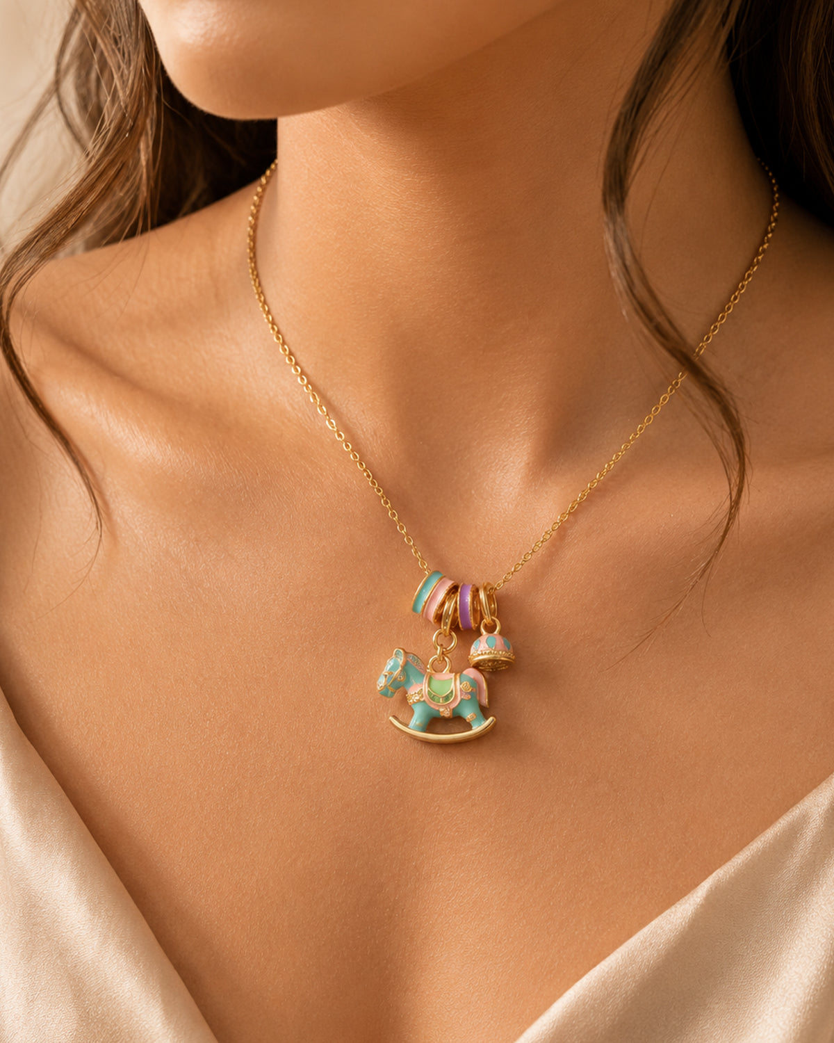 Carousel Horse Charm Pendant Necklace