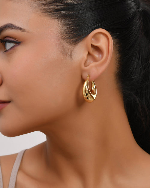 Chunky Crescent Statement Hoop Earrings