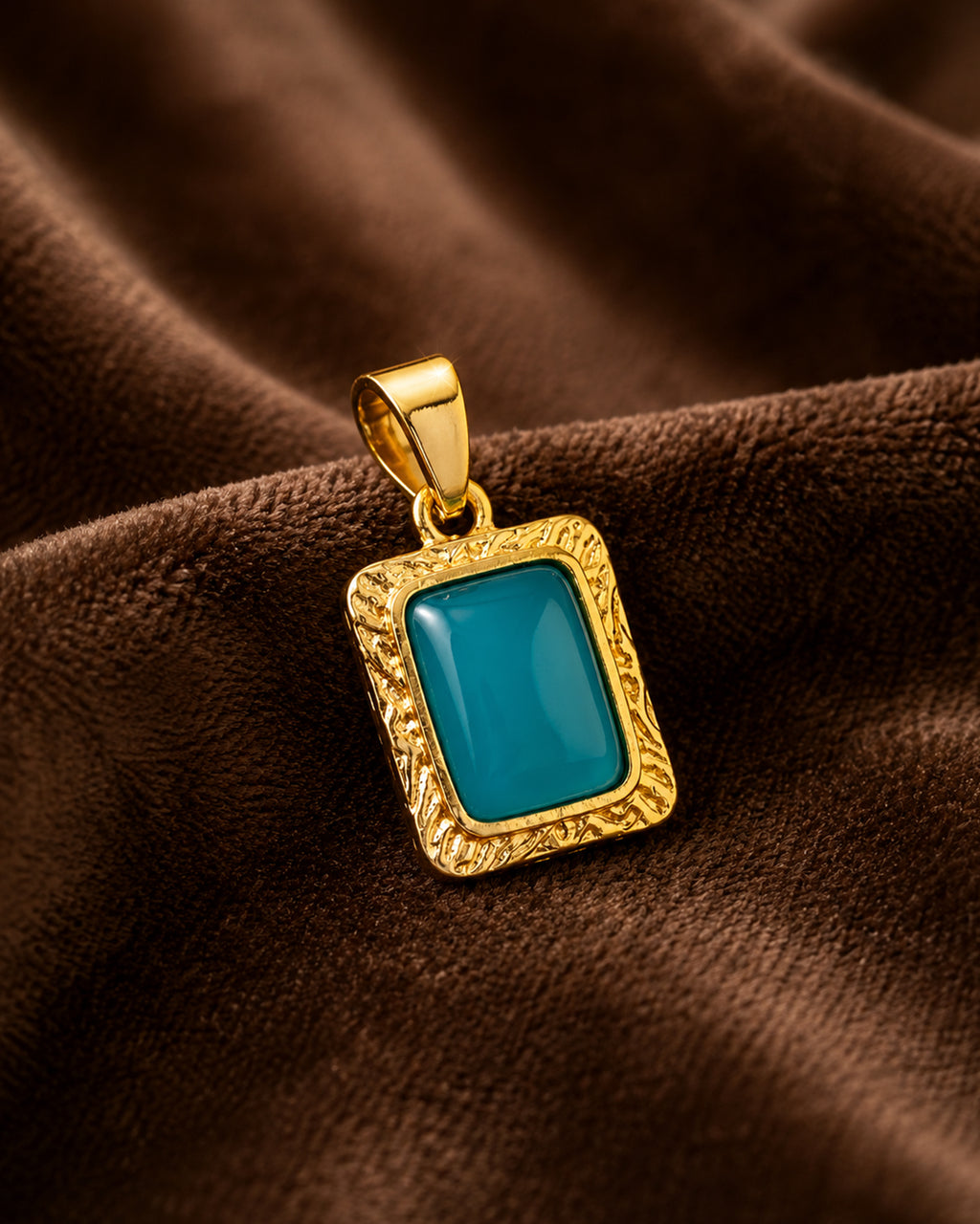 Turquoise Cat's Eye Rectangle Pendant Necklace