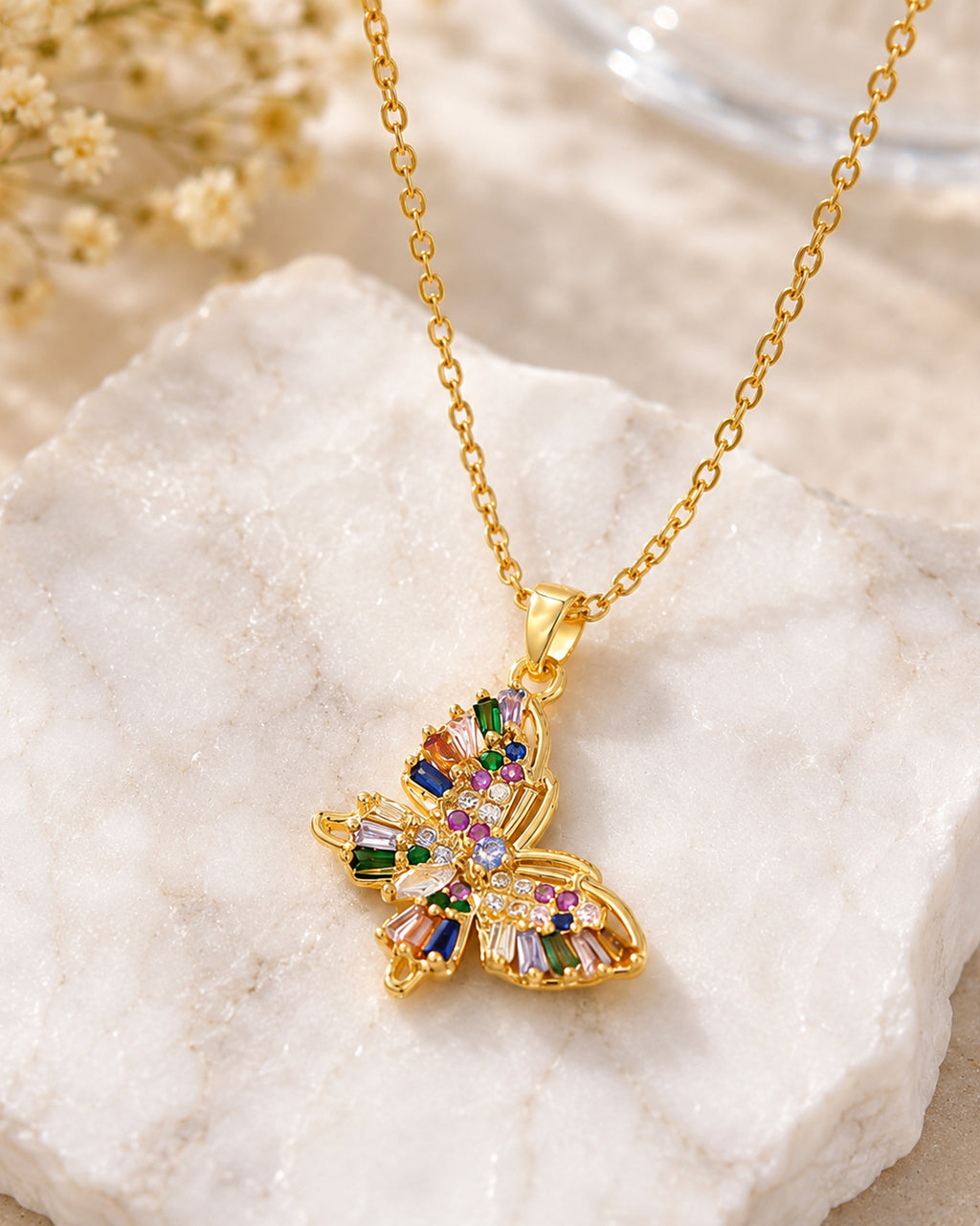 Colourful Butterfly Pendant Necklace
