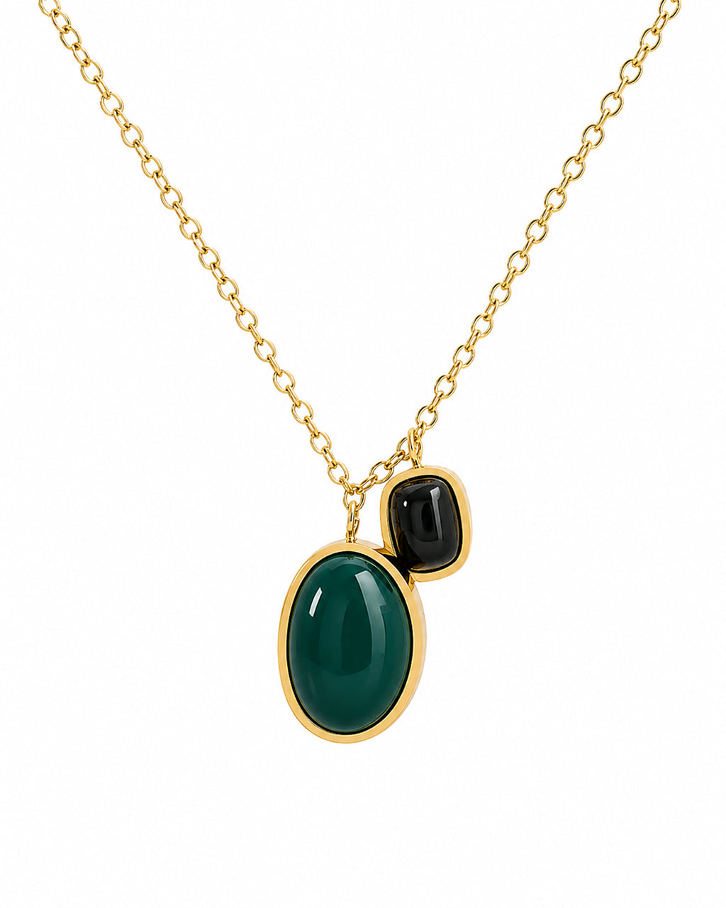 Dual Oval Charm Pendant Necklace