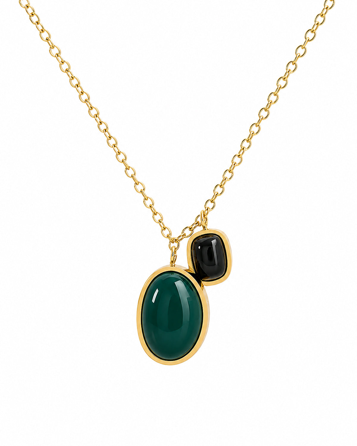 Dual Oval Charm Pendant Necklace