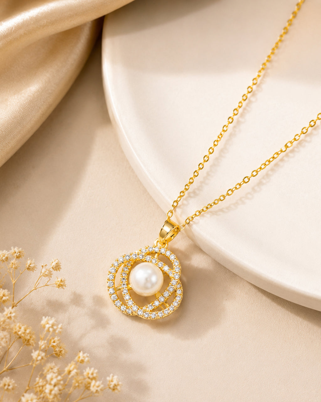 Elegant Pearl Swirl Pendant Necklace