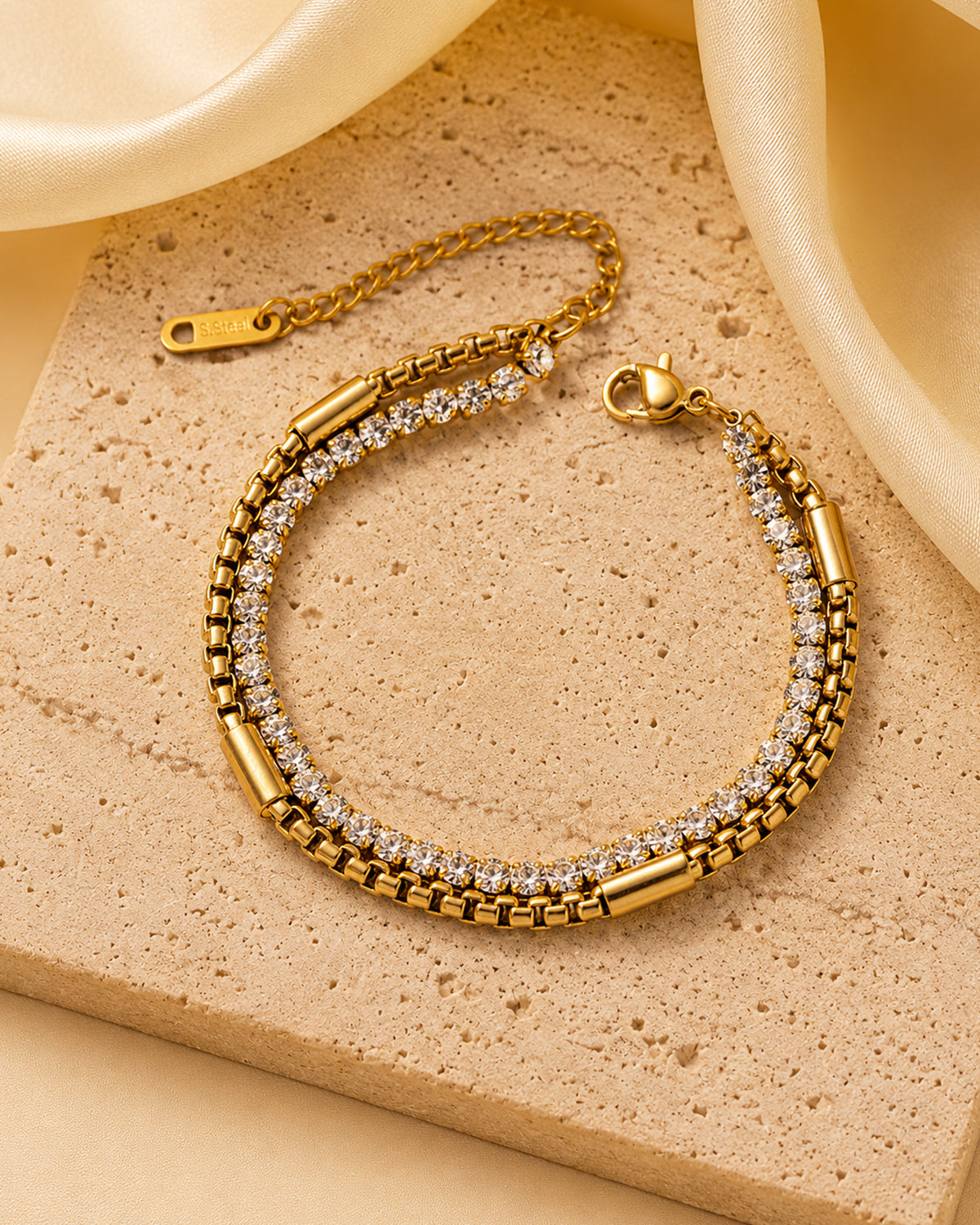 Gold Plated Crystal Tennis Bracelet