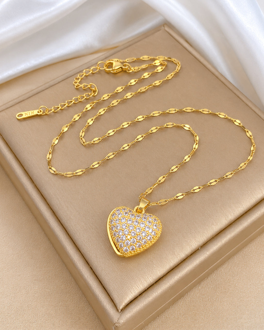 Heart Locket Pendant Necklace with Hidden Pearl Detail