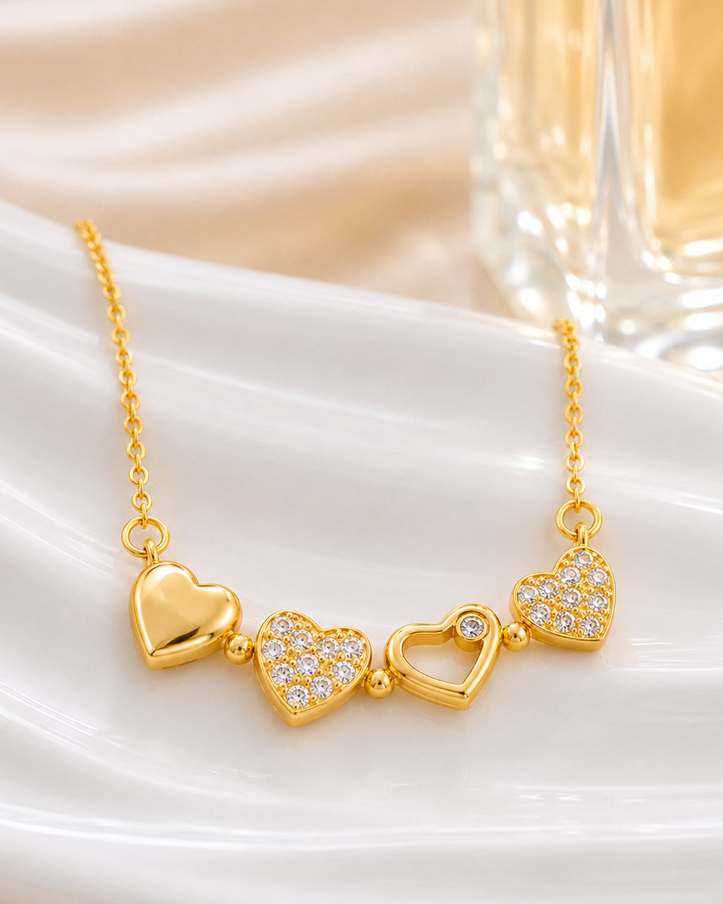 Magnetic Four Heart Clover Pendant Necklace for Women
