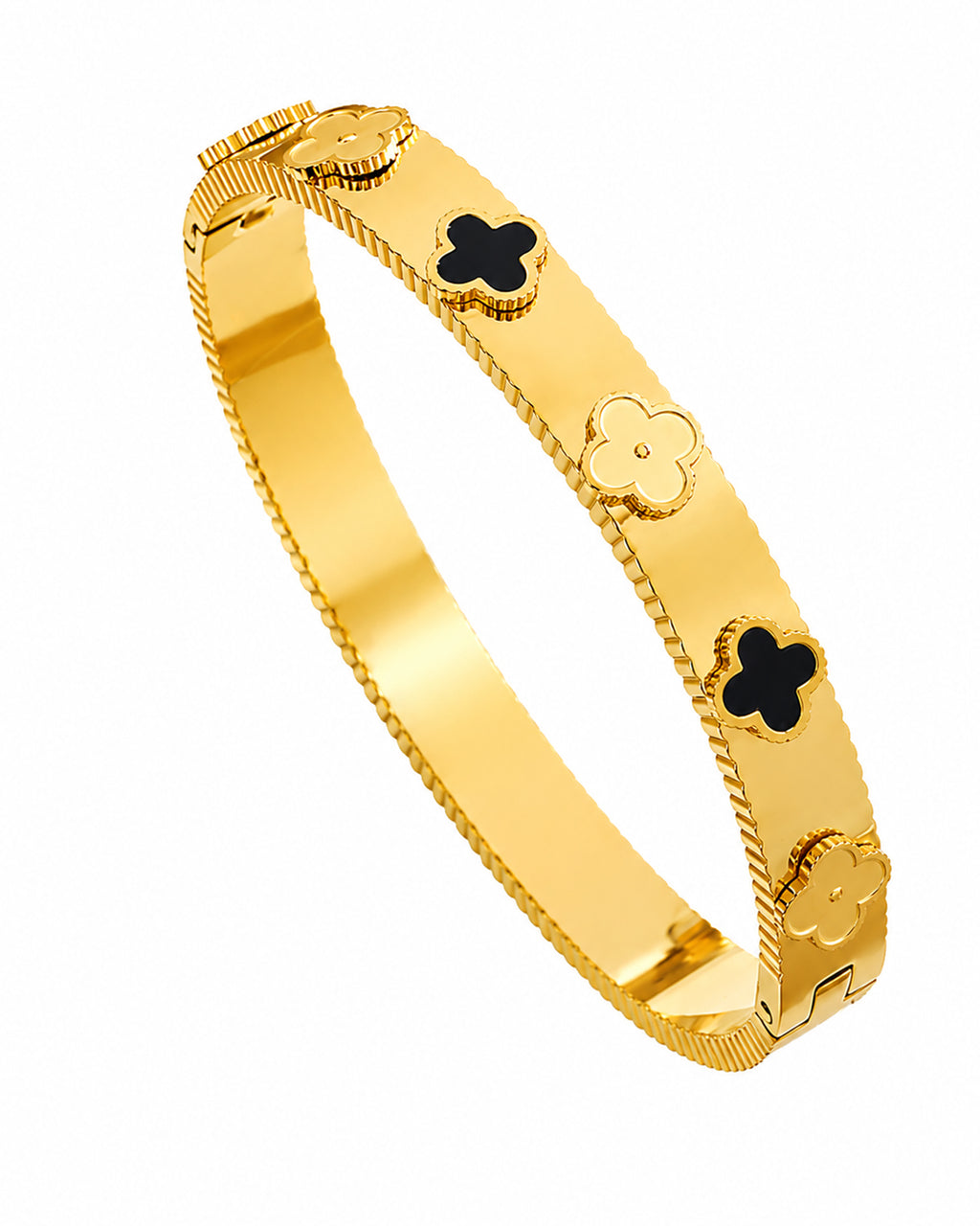 Luxury Black Clover Gold Cuff Bracelet