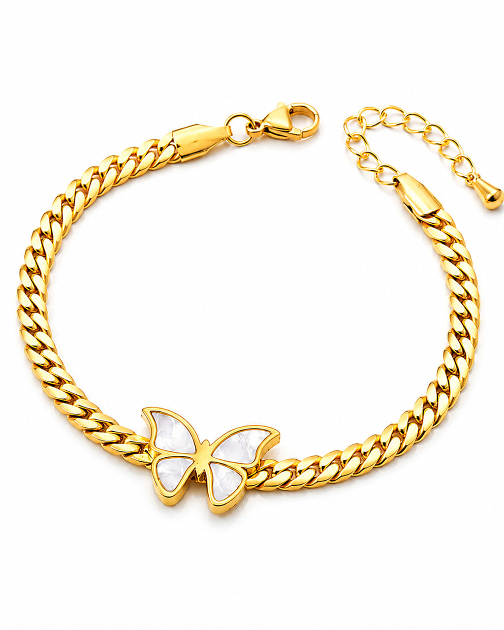 Butterfly Gold Plated Open Cuff Bracelet