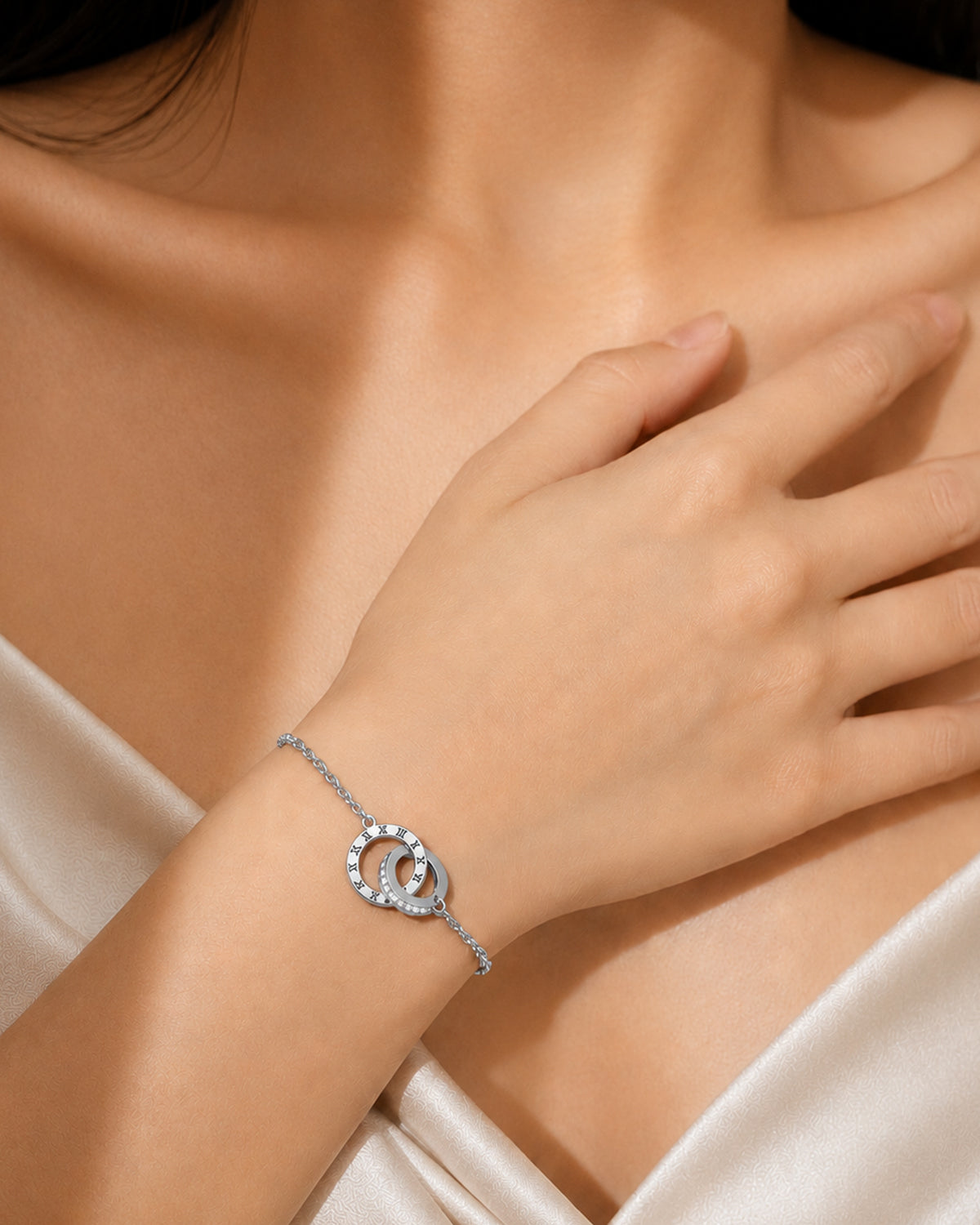 Gold Roman Numeral Double Circle Bracelet