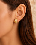 Pearl & Crystal Gold Teardrop Stud Earrings