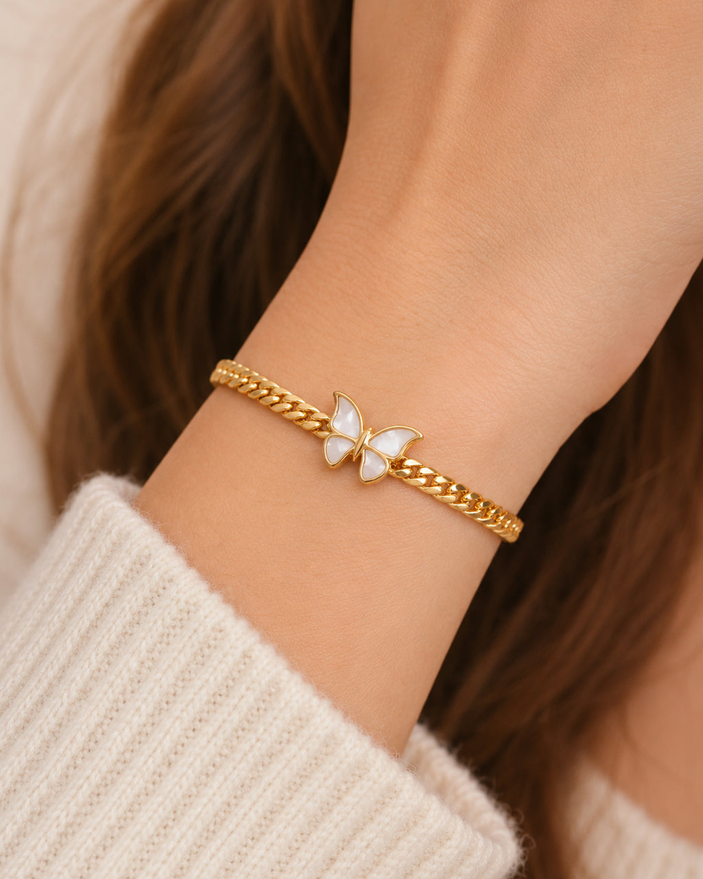 Butterfly Gold Chain Necklace & Bracelet Jewelry Set