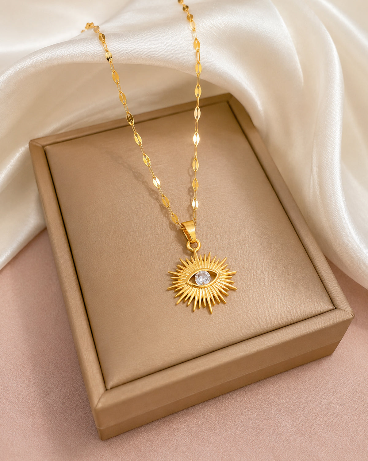 Radiant Eye Sunburst Pendant Necklace