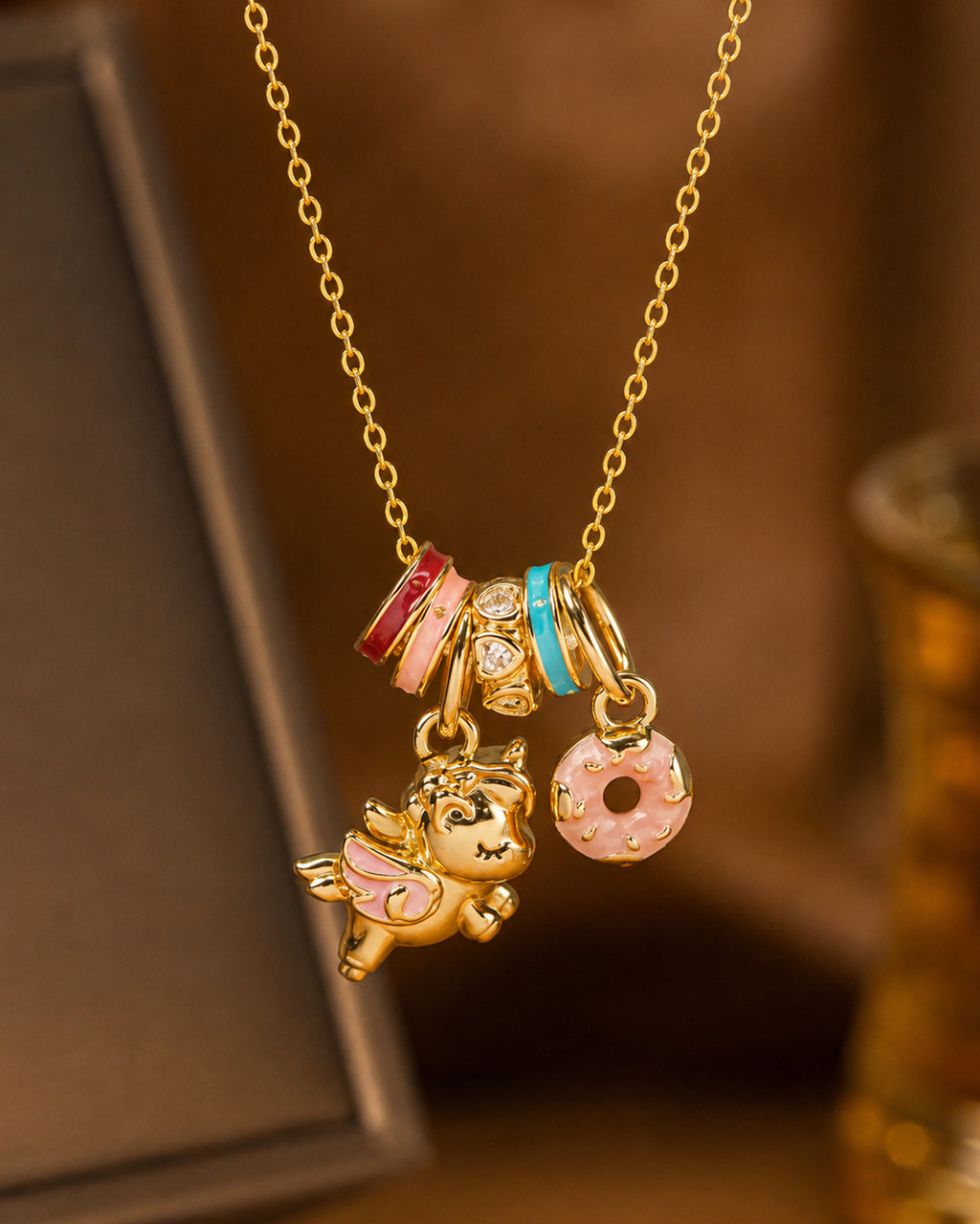 Playful Teddy Bear Charm Pendant Necklace