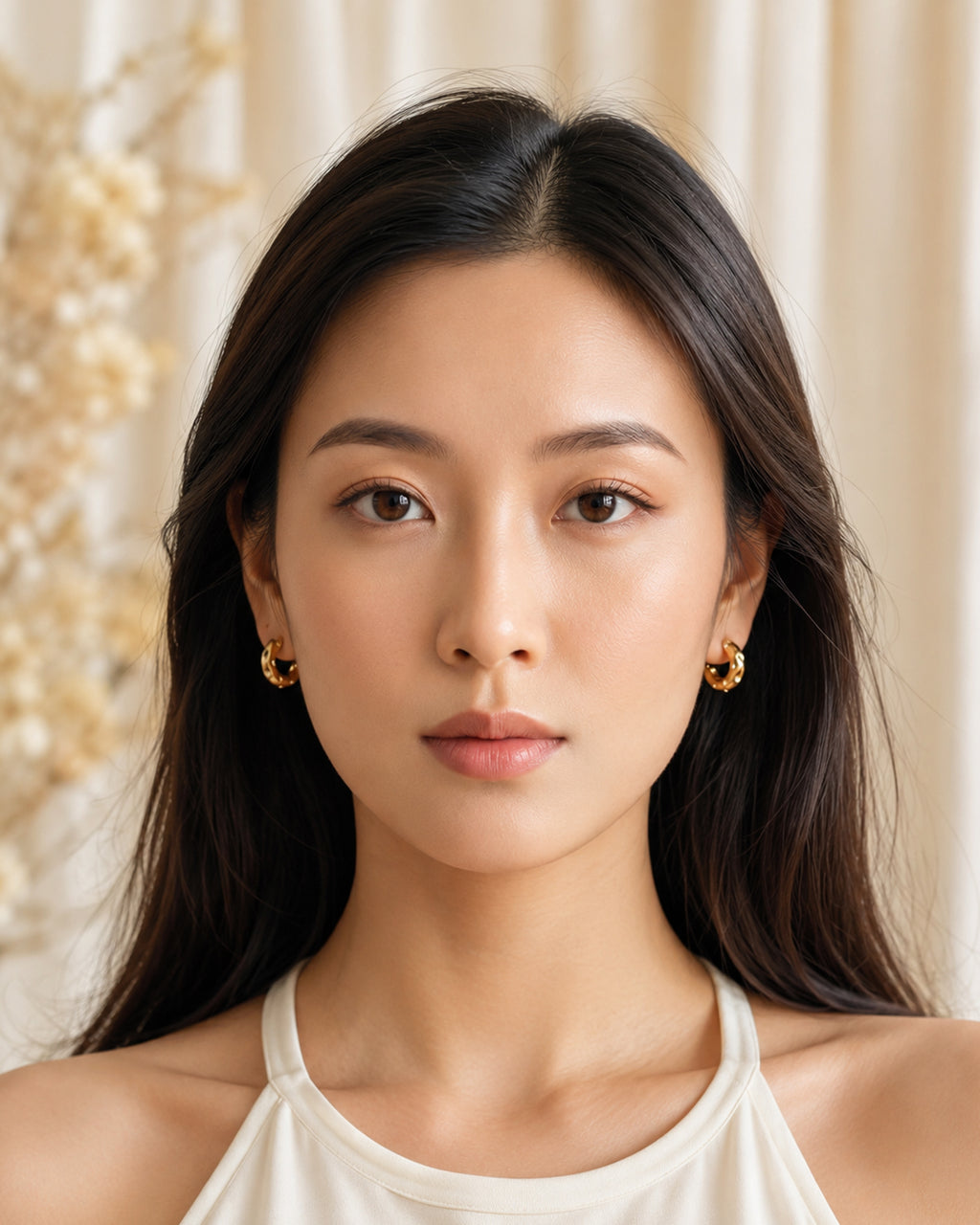 Crystal Studded Gold Hoop Earrings