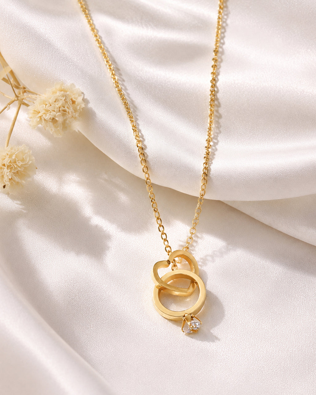 Interlocking Circle Drop Pendant Necklace