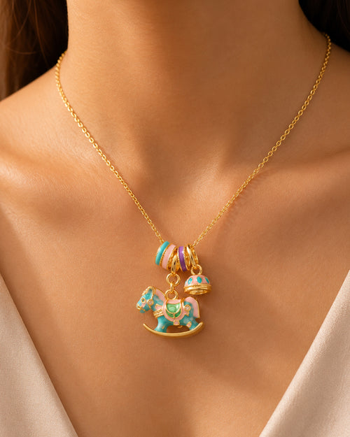 Carousel Horse Charm Pendant Necklace