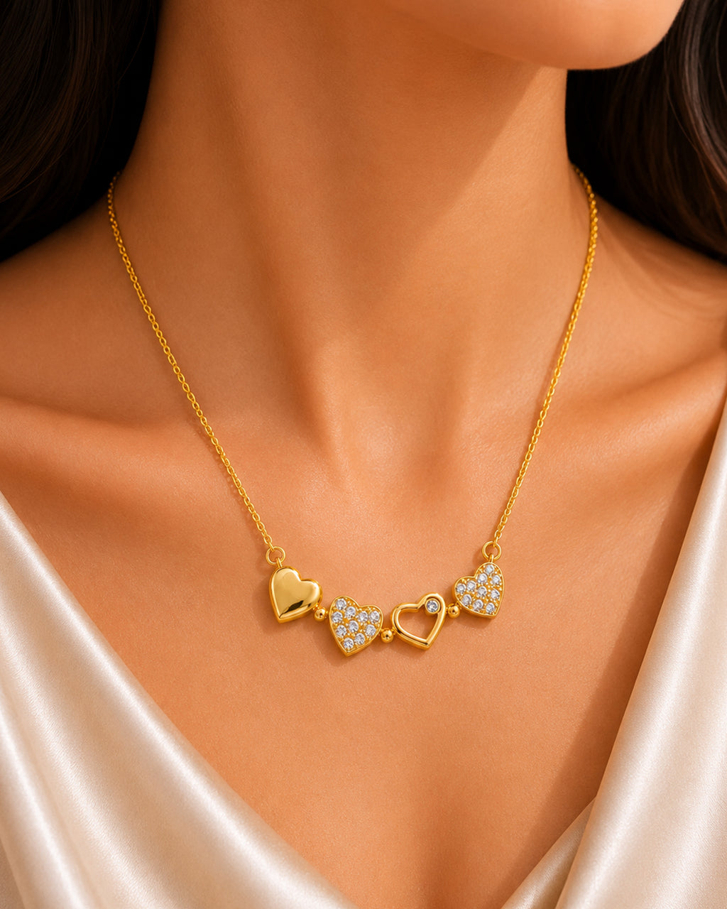 Magnetic Four Heart Clover Pendant Necklace for Women