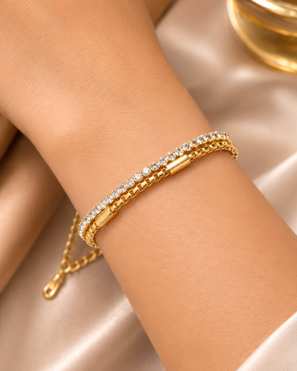 Gold Plated Crystal Tennis Bracelet