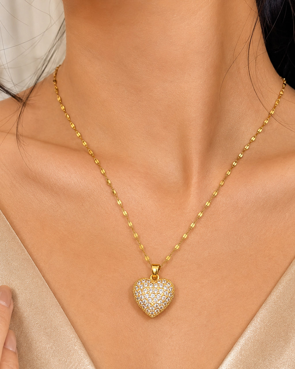 Heart Locket Pendant Necklace with Hidden Pearl Detail