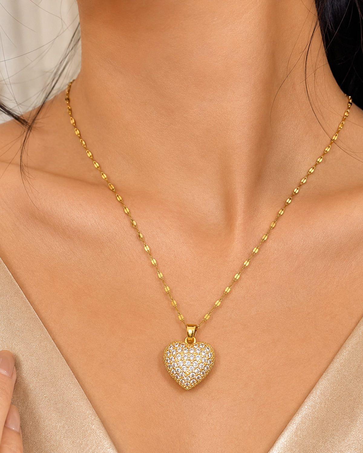Heart Locket Pendant Necklace with Hidden Pearl Detail