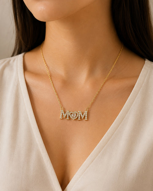 Crystal MOM Pendant Necklace