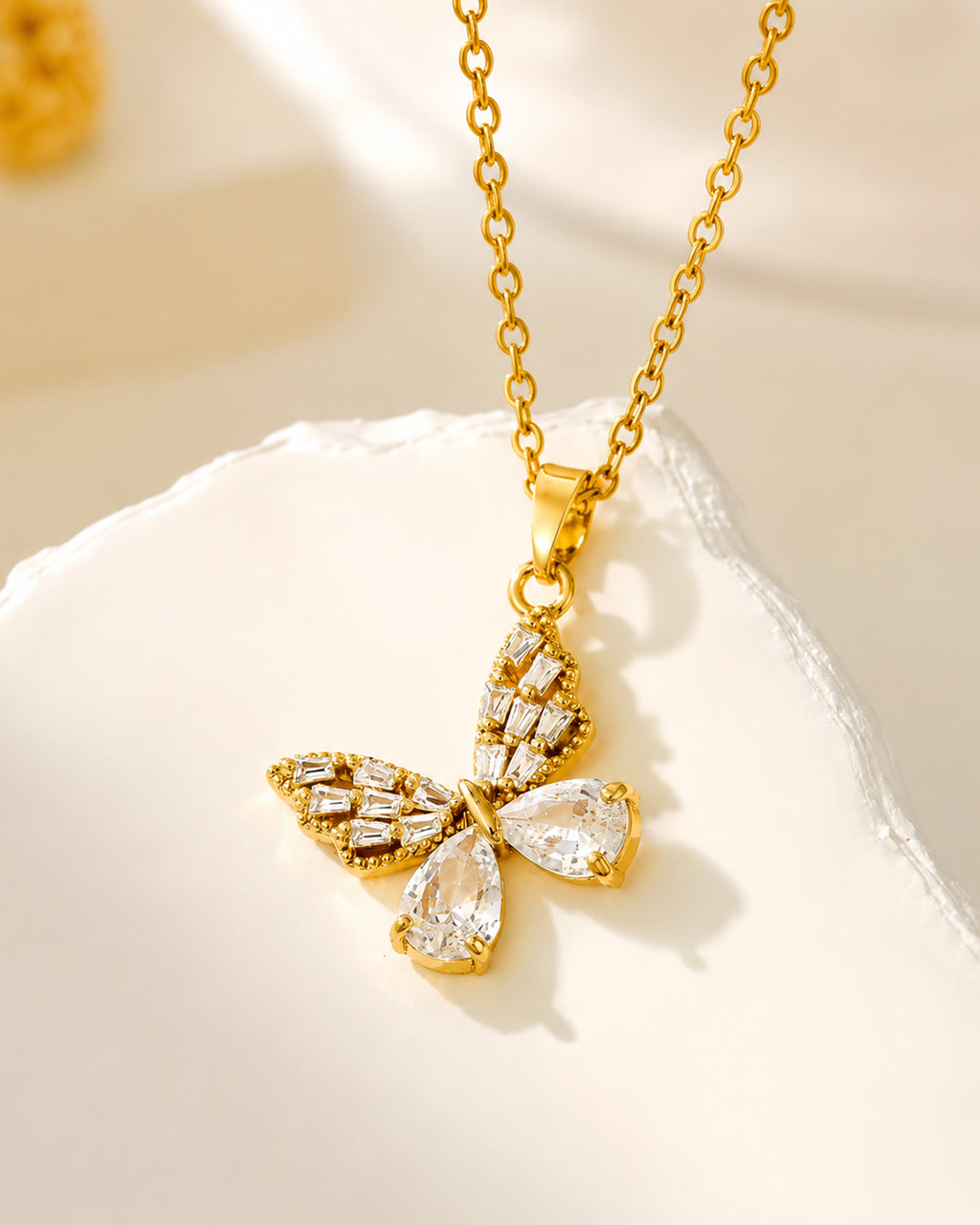 Crystal Butterfly Pendant Necklace