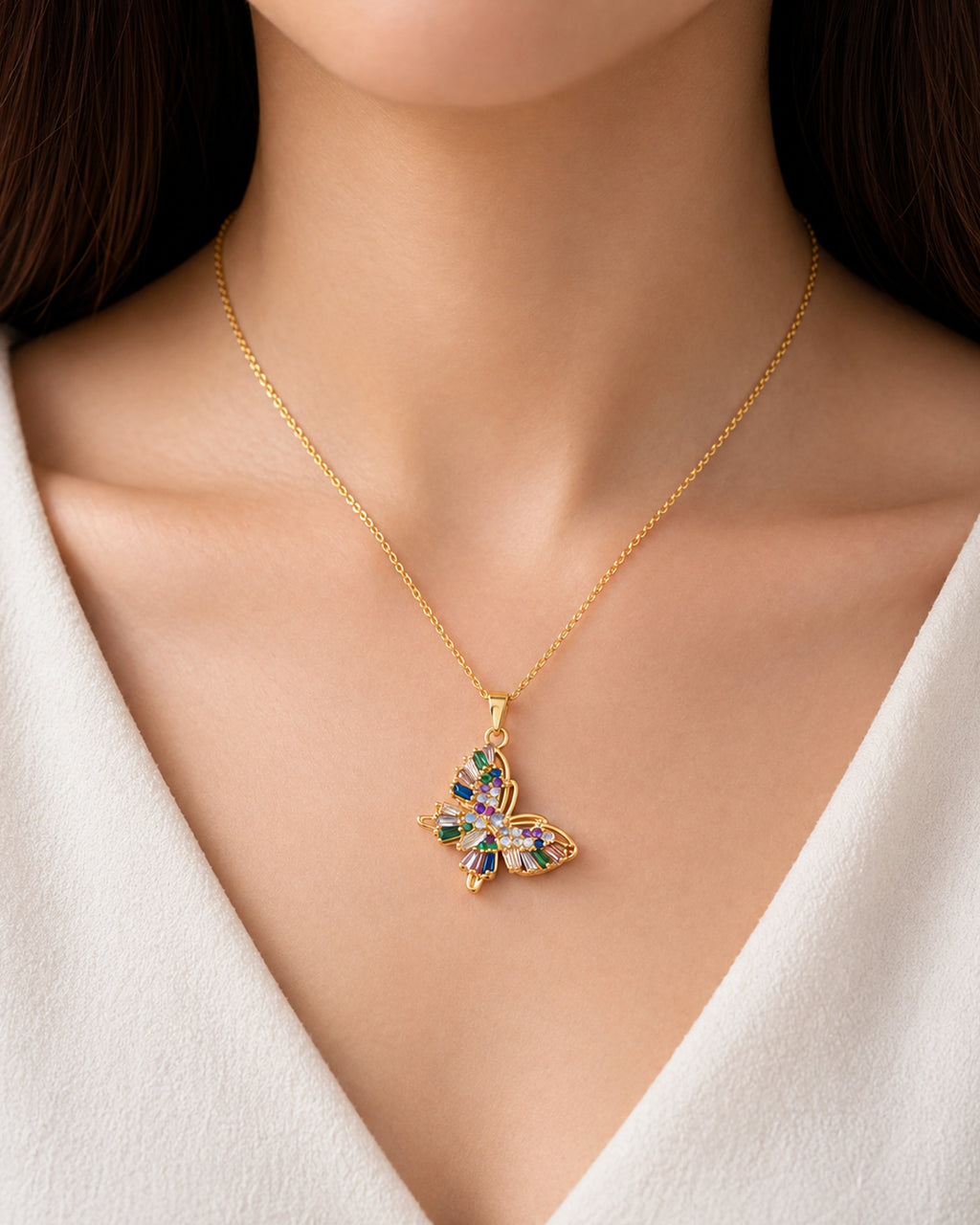 Colourful Butterfly Pendant Necklace