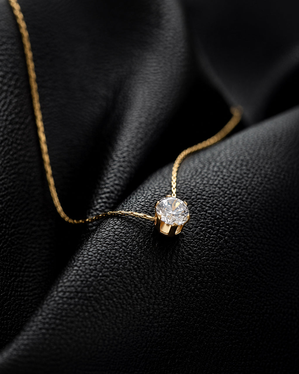 Classic Round Solitaire Crystal Pendant Necklace