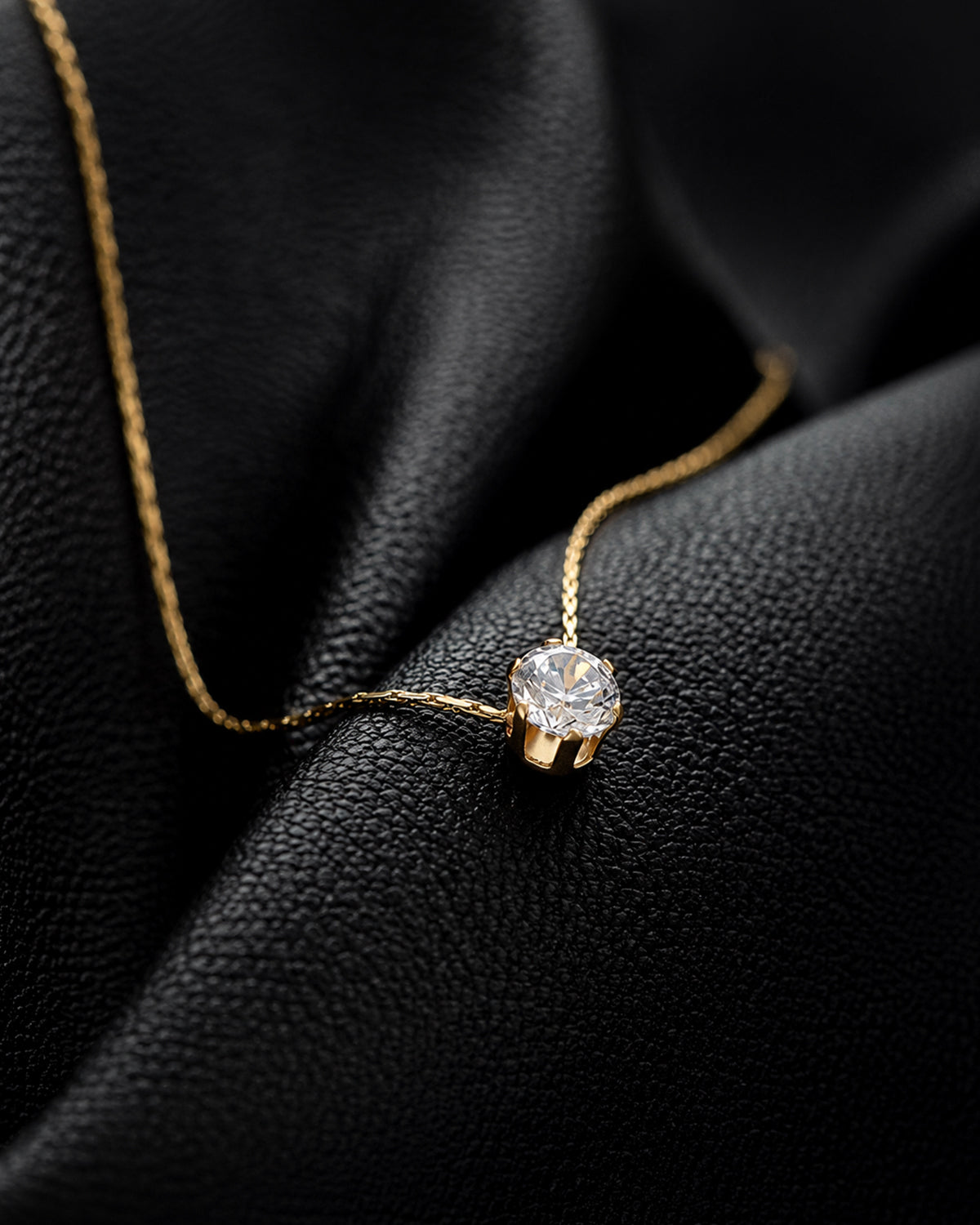 Classic Round Solitaire Crystal Pendant Necklace