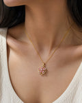 Pink Blossom Floral Pendant Necklace