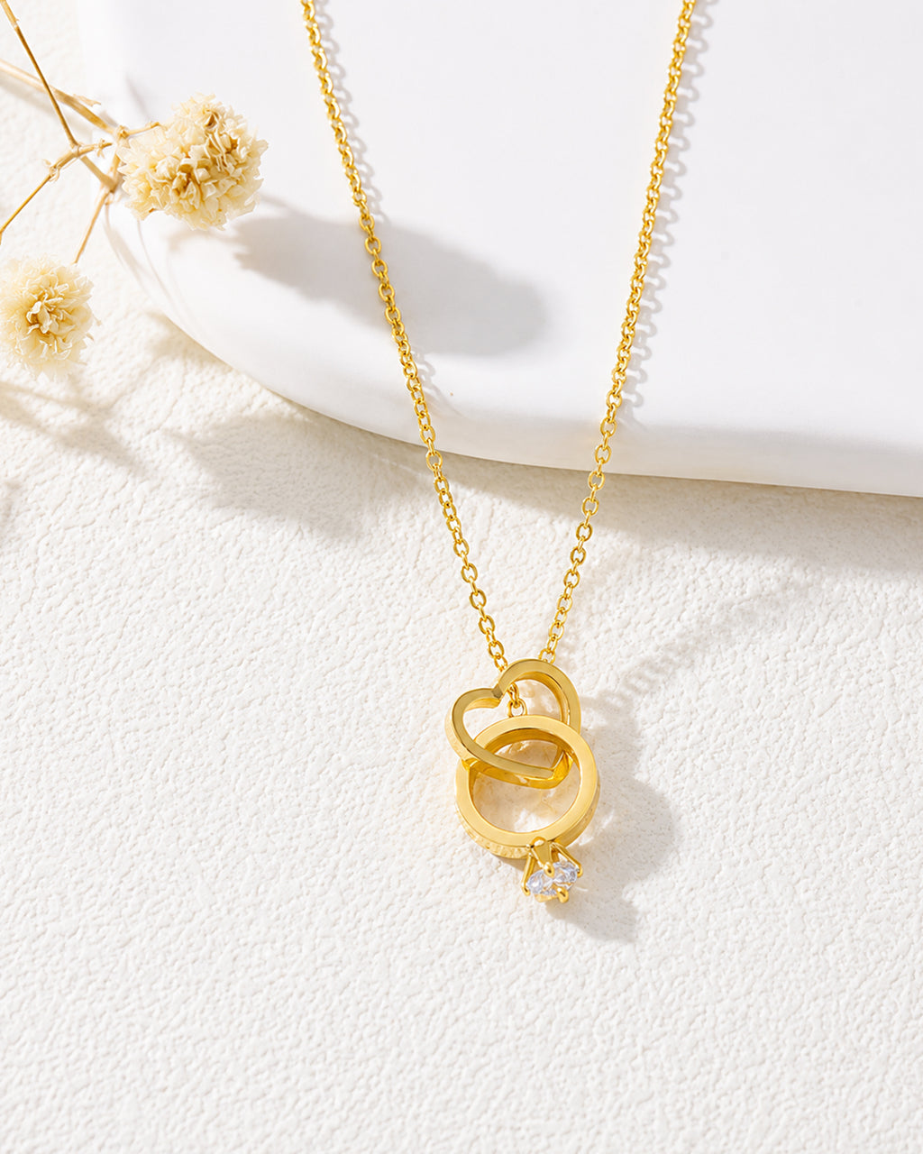 Interlocking Circle Drop Pendant Necklace