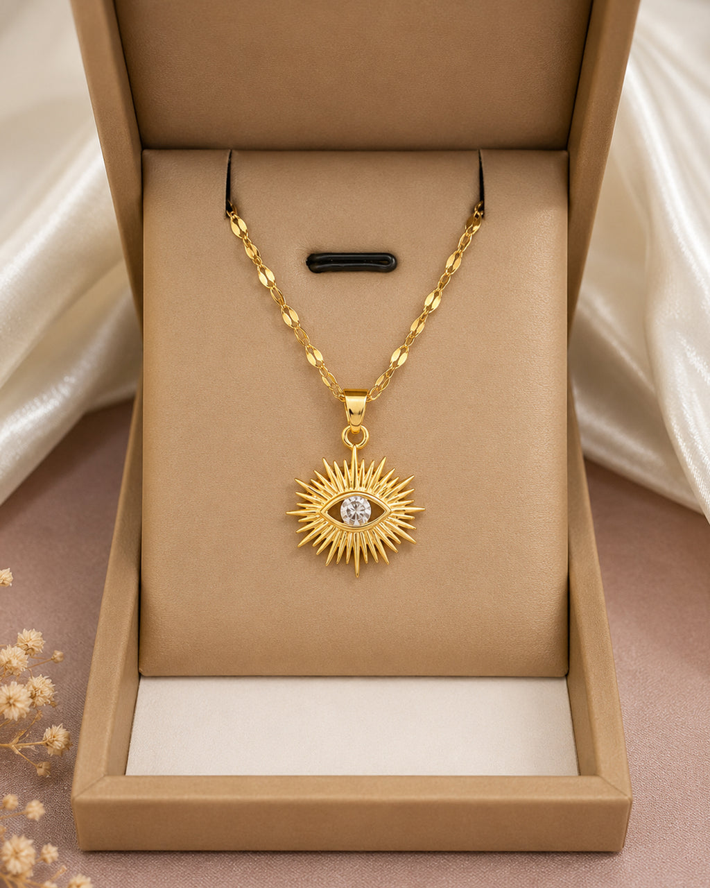 Radiant Eye Sunburst Pendant Necklace