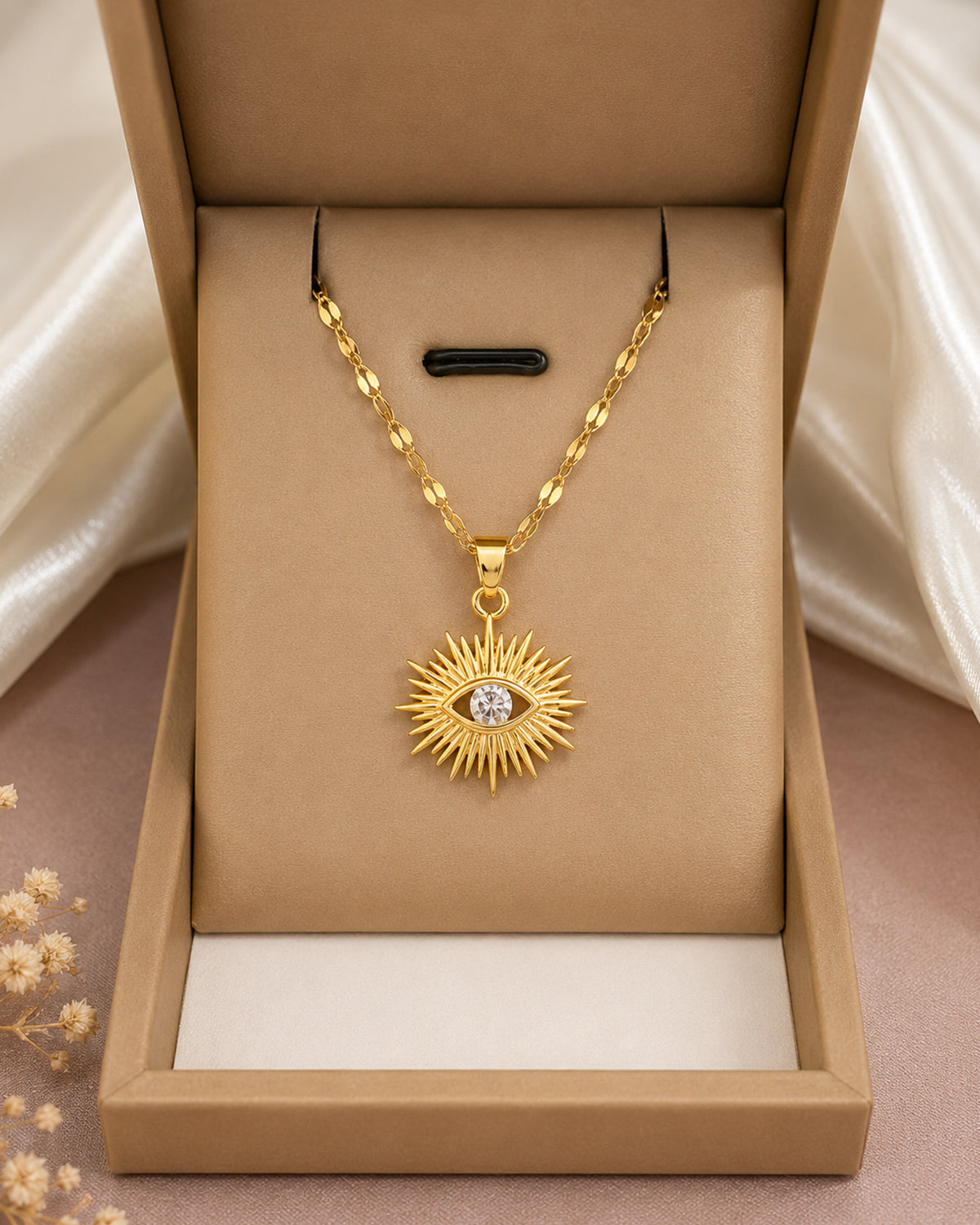 Radiant Eye Sunburst Pendant Necklace