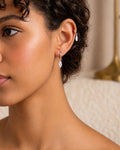 Silver Marquise Crystal Drop Hoop Earrings