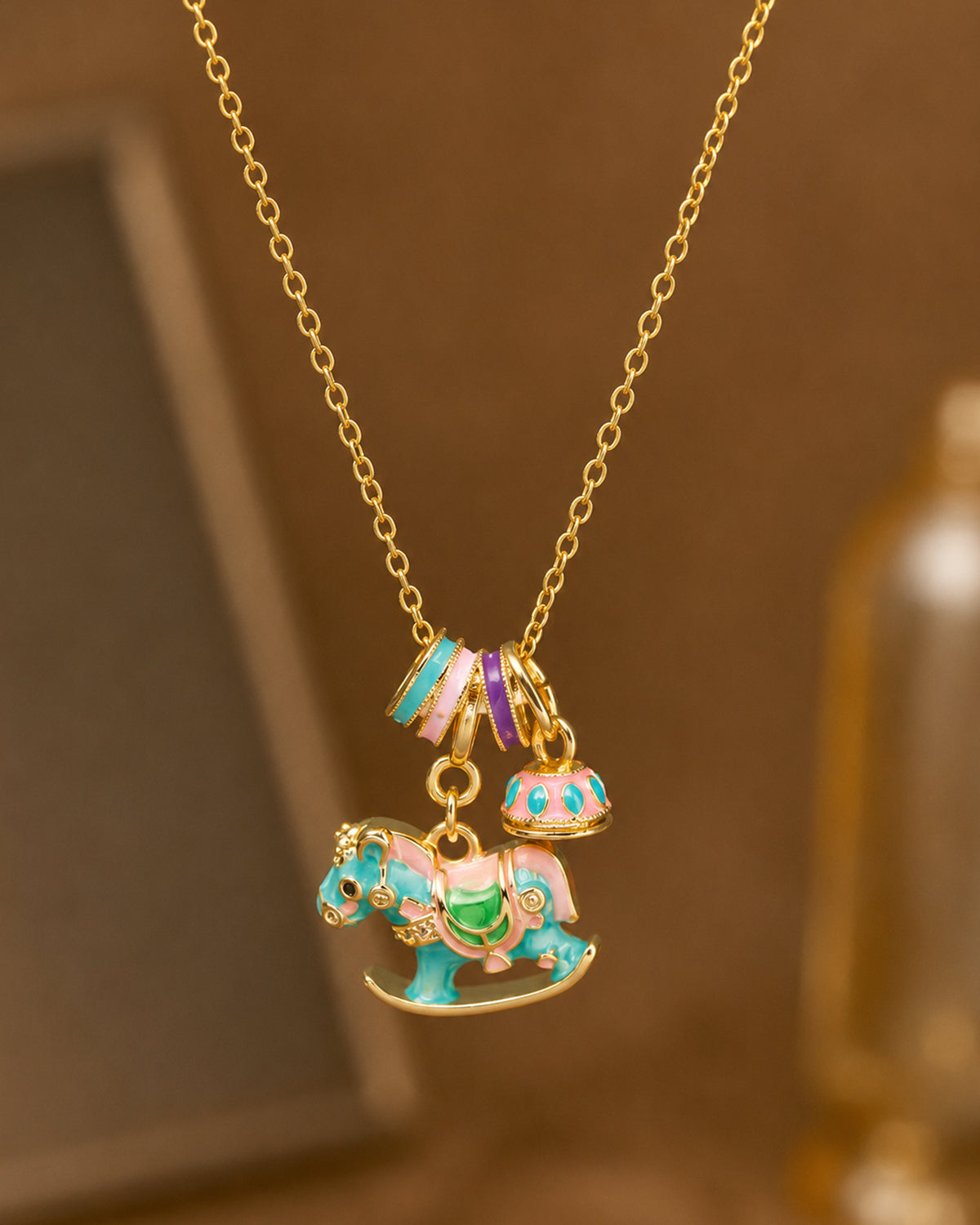 Carousel Horse Charm Pendant Necklace