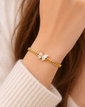 Butterfly Gold Plated Open Cuff Bracelet
