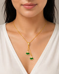 Emerald Fan Drop Pendant Necklace