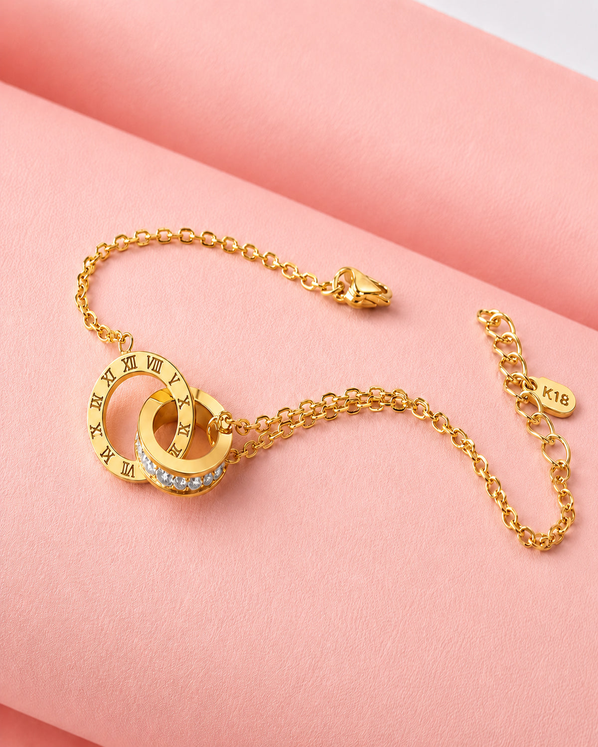 Gold Roman Numeral Double Circle Bracelet