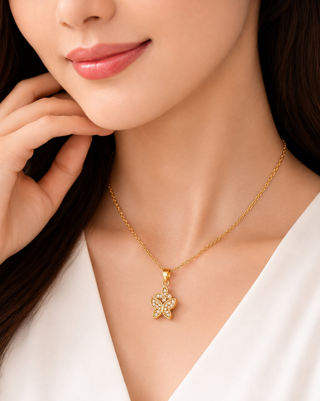 Sparkling Butterfly Charm Necklace