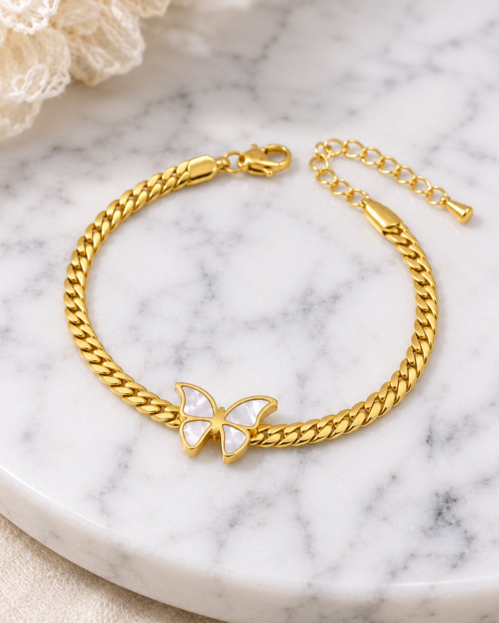 Butterfly Gold Chain Necklace & Bracelet Jewelry Set